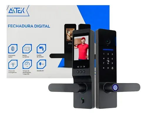 Fechadura digital Aitek Alpha-203 com câmera 150 graus