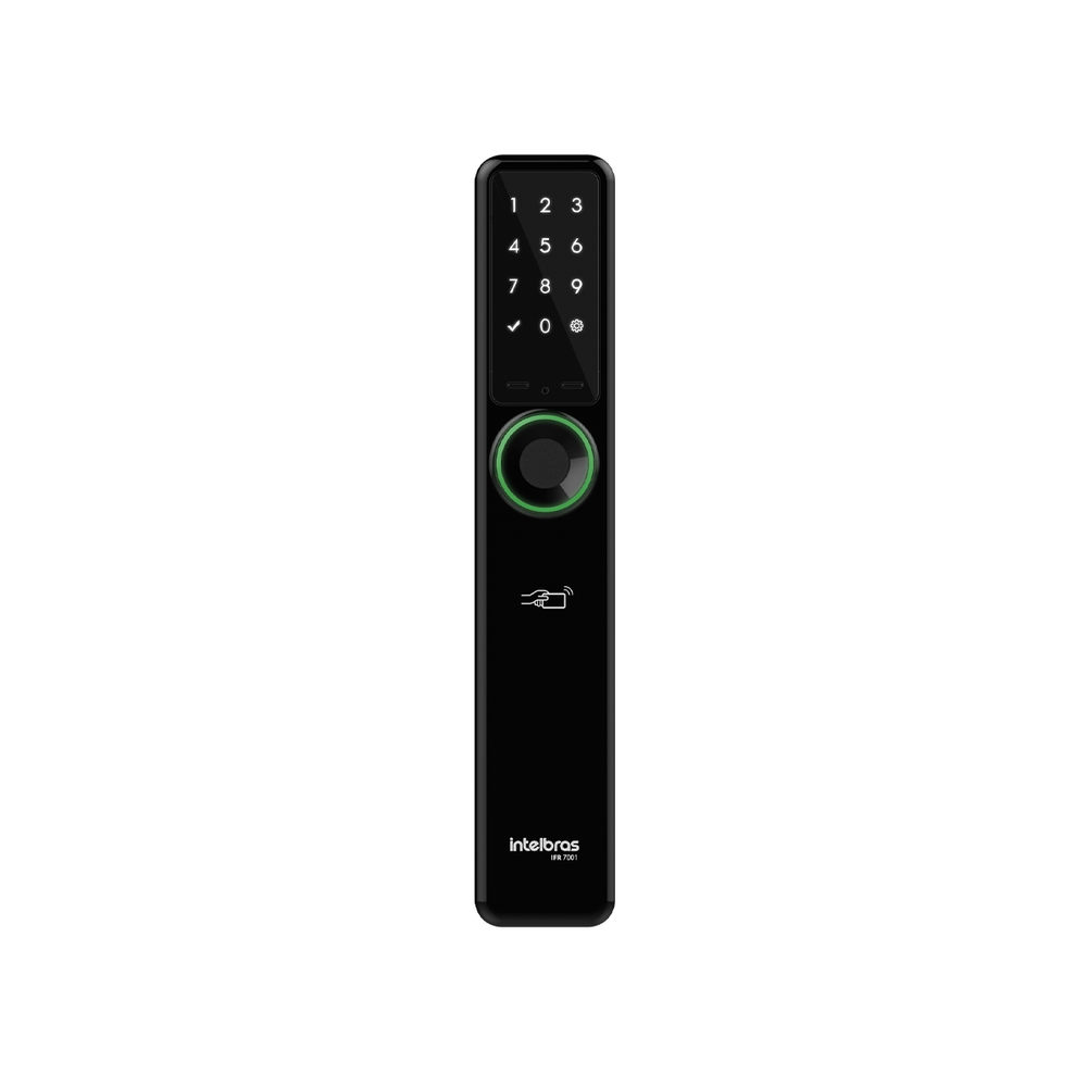Intelbras IFR 7001 fechadura smart embutir sem maçaneta preta frontal