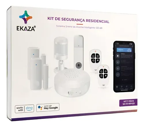 Kit alarme residencial Ekaza Wi-Fi com sensores