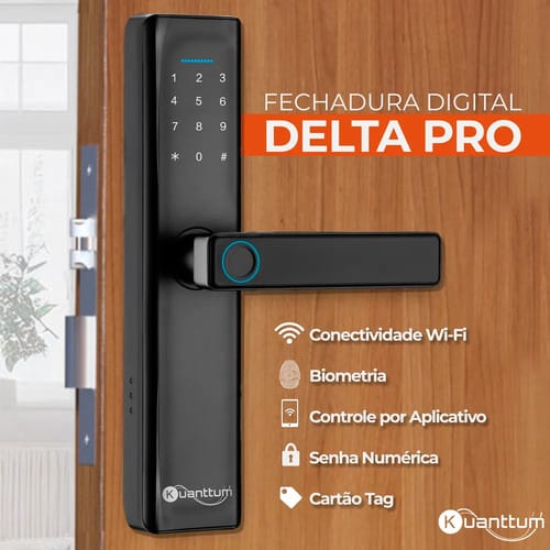 Kuanttum Delta PRO fechadura digital biométrica WiFi preta
